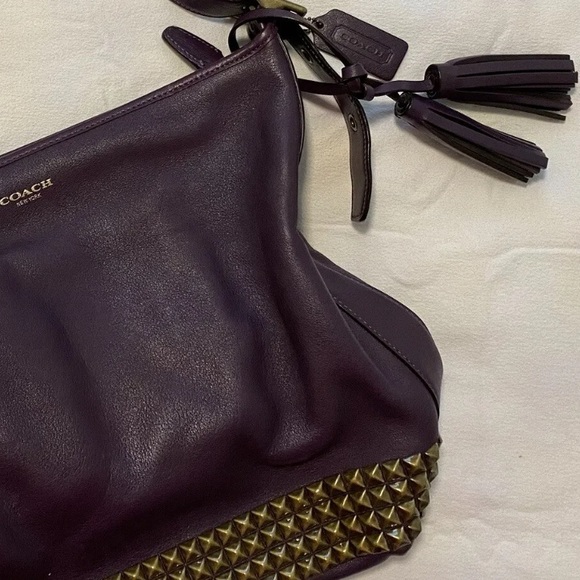 Coach Legacy Purple Leather Studded Archival Duffel Shoulder Bag 26413 - Picture 4 of 5
